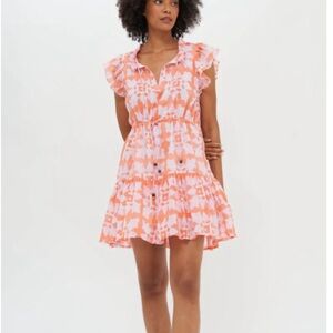 Oliphant Tigerlilly Ruffle Cinched Mini Dress NWT small
